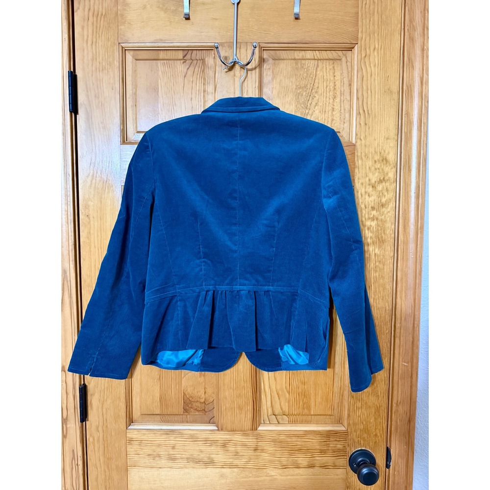 Talbots Petites 12P Teal Green Corduroy Jacket Blazer Fitted Career - Picture 4 of 7